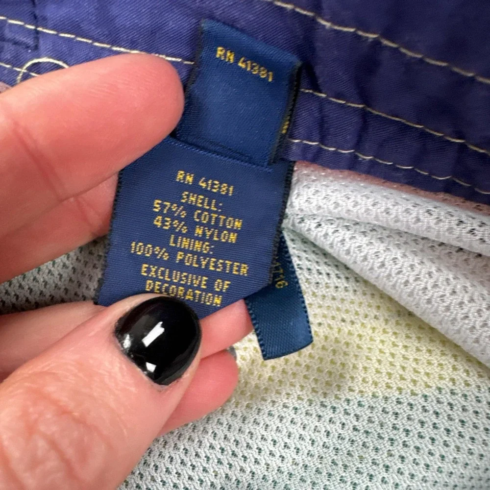 Polo Ralph Lauren Board Shorts Mens 34 Blue Striped Swim Trunks Lined Drawstring